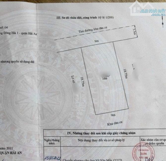 Hot !!! Lô Đất khu phân lô Bùi Thị Từ Nhiên, Hải An ➡️ Diện tích : 169m ngang 9, xây villa
