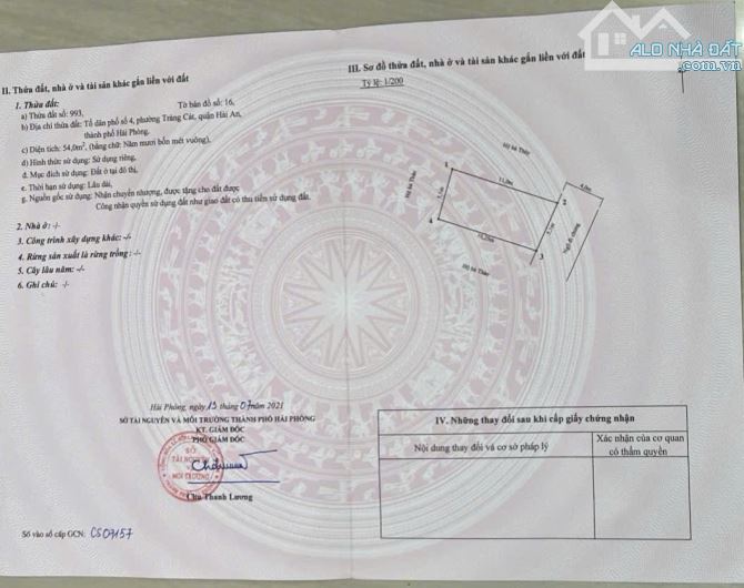 Siêu phẩm mặt ngõ 76 đường Tràng Cát dt 54m2 ngang 5,1m ngõ rộng hơn 4m oto tránh nhau.