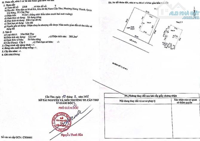 BÁN BIỆT THỰ 412m2 ĐƯỜNG 1B KDC NAM LONG CÁI RĂNG CẦN THƠ - 1