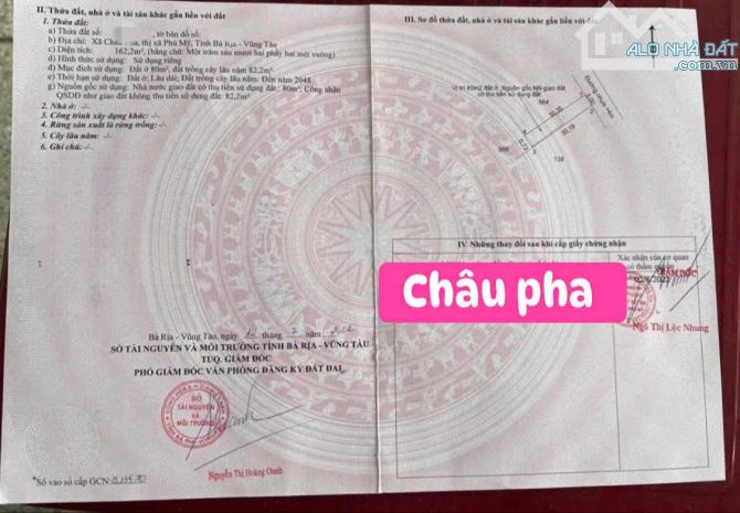 Cần bán 162m2 thổ cư đường nhựa UBND Châu Pha - 1
