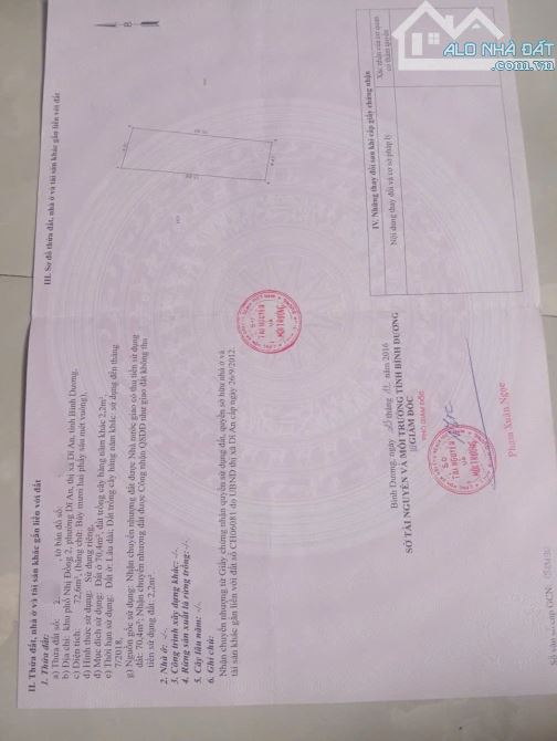 Bán Đất Sát Trung Tâm HC Dĩ An , Đường nhựa 6m - 2