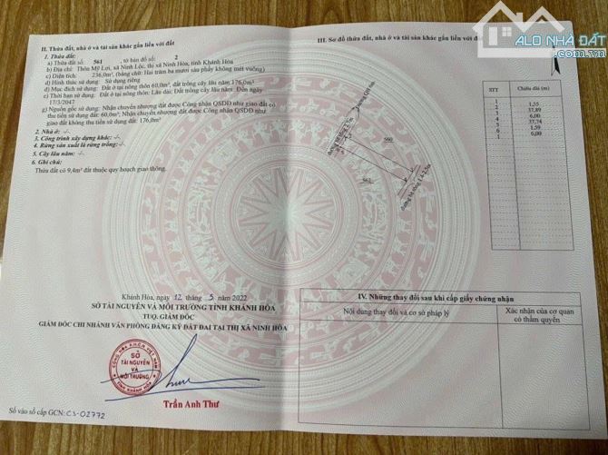 Kẹt tiền bán gấp đất Ninh Lộc Ninh Hoà - 3