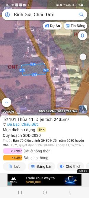 BÁN ĐẤT ĐÁ BẠC (GIÁP BÌNH BA) CHÂU ĐỨC