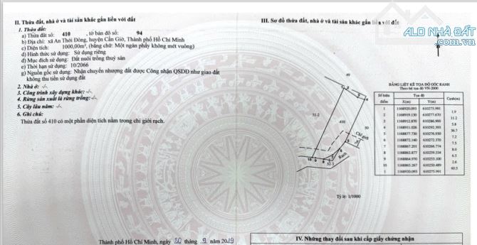 Cần vốn bán lô đất đường Doi Lầu, X. An Thới Đông, Cần Giờ