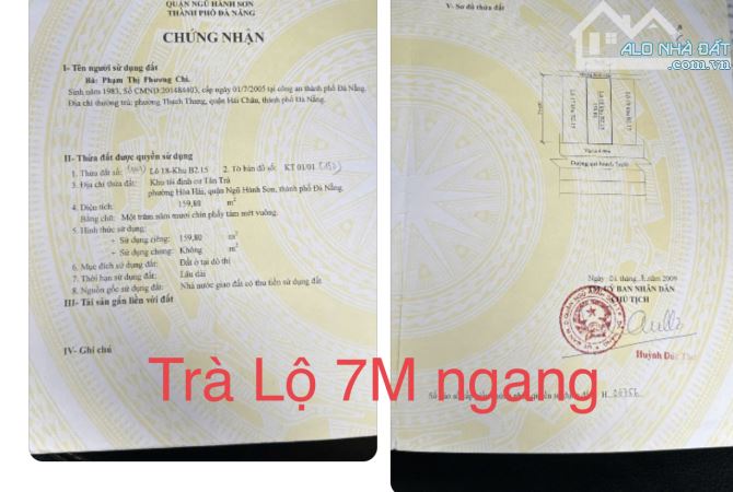 Bán Đất đường Trà Lộ 159 m2 ngang 7m khu tdc tân trà chính chủ