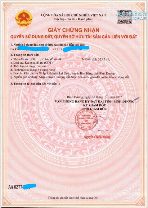 150m đất Thổ cư Mặt tiền D7 Đối Diện chợ, cạnh cty KCN Bàu Bàng - 1