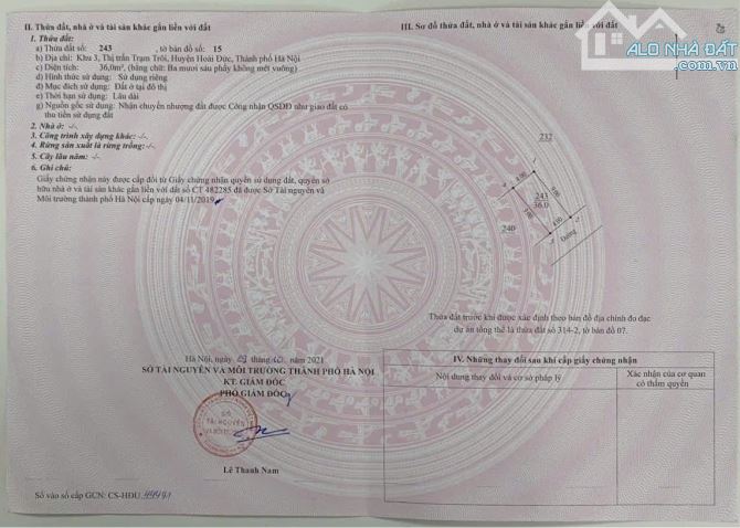 Bán đất TT Trạm Trôi Hoài Đức _Dt 36_mt 4m _ô tô thông đất_💰Chỉ 3,75 tỷ(thương lượng) - 1
