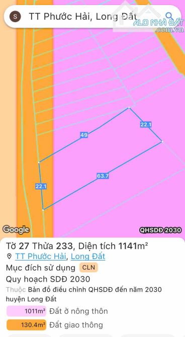 Chủ ngộp kẹt tiền cần bán rẻ lô đất 1131m2 tại xã Phước Hải cạnh hồ Bút Thiền chỉ 2,78 tỷ - 2