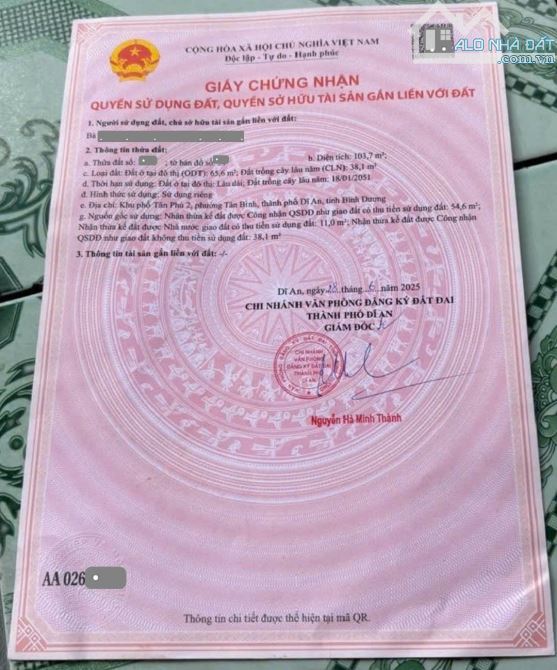 Bán đất (rẻ) 5x20.5m, hẻm Bùi Thị Xuân p. Tân Bình gần chợ Tân Bình - 2