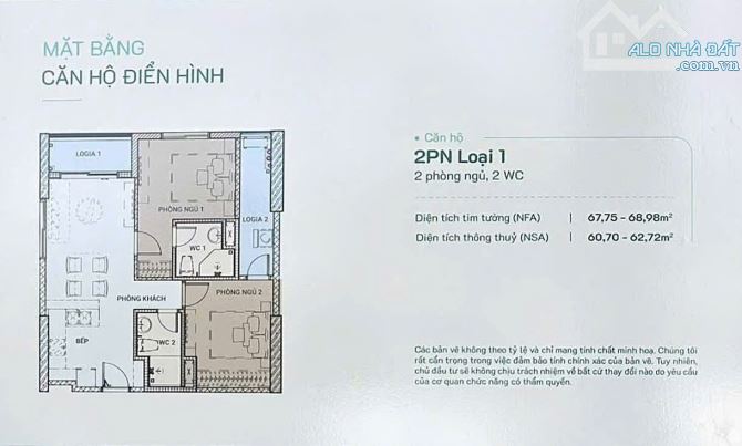 Bán căn hộ 2PN, 2WC tại An Zen Residence diện tích 67,75m2 giá chỉ 2,1 tỉ - 2