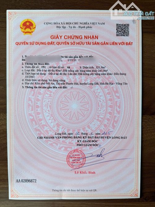 Đất đẹp đối diện trường học Long Mỹ- cách biển Phước Hải chỉ 3Km:  🌈DT 10x33M - 332,6M2 - 2