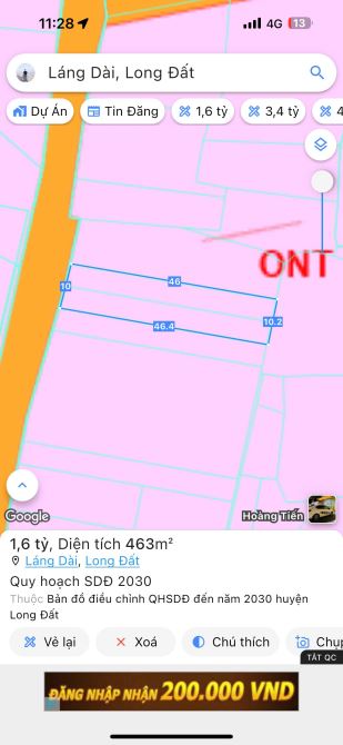 CÁCH CHỢ LÁNG DÀI CHỈ 700M XÃ ĐẤT ĐỎ -TP HCM 📐Diện tích 10x46-463m sẵn 200m thổ cư - 3