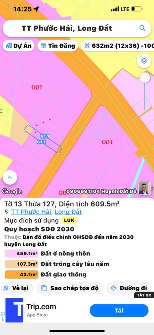 📌📌TT PHƯỚC HẢI- LONG ĐẤT - BRVT - NGAY SÁT TỈNH LỘ 44B  🔺DT: 609m2  (10x61) - 6