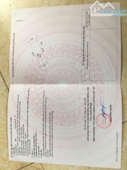 Chủ cần tiền bán gấp 60m hồng vân -thường tín