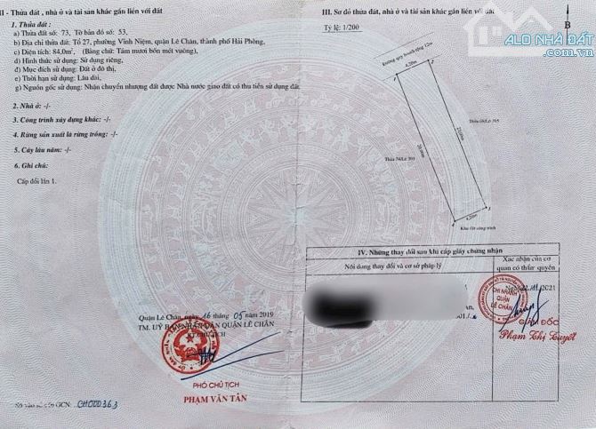 Bán đất khu 4 Vĩnh Niệm Lê Chân Hải phòng