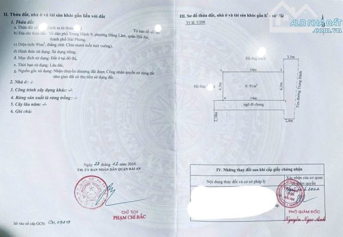 BÁN ĐẤT MẶT ĐƯỜNG TRUNG HÀNH quận Hải An