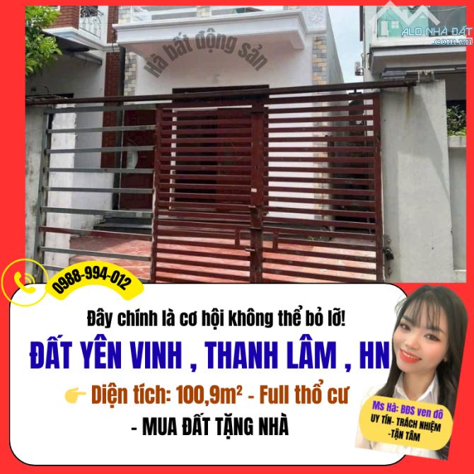 Đất Yên Vinh – Thanh Lâm – Mê Linh – Hà Nội, gần ngay HUD Mê Linh, sungroup Mê Linh