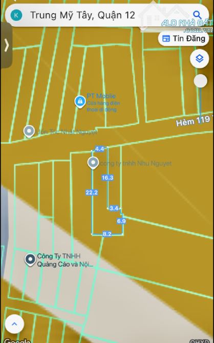 🏡 Nhà Cấp 4 đường TMT13 , phường TRUNG MỸ TÂY Q12 dt 121m2 (4,4x22m)  Hẻm 6m Thông 💰5,39 - 1