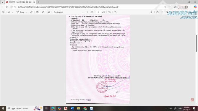 Cần bán đất thổ cư mặt tiền đường nhựa rộng 10m ở xã Hiệp Thạnh, Lâm Đồng - 1