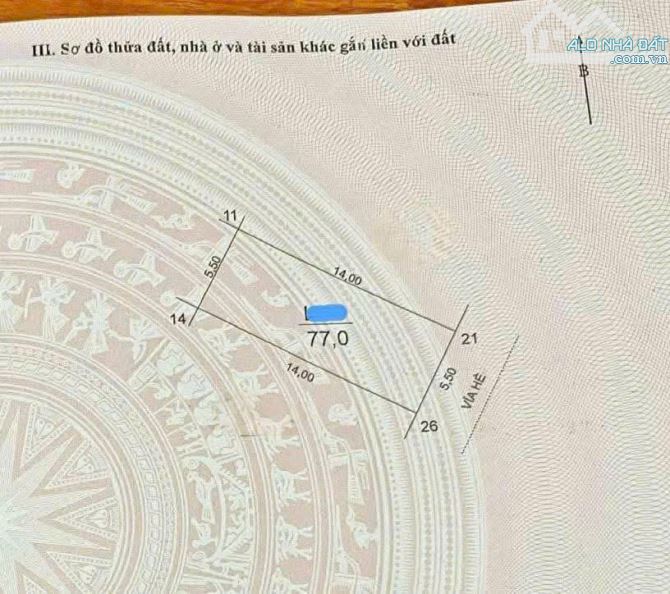 BÁN ĐẤT ĐẤU GIÁ ĐÔNG MỸ 77M, MT 5.5M, 9.85 TỶ - 1