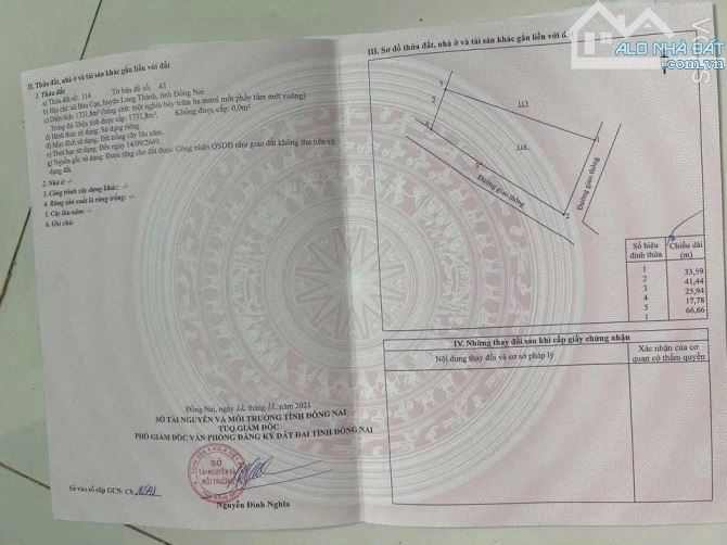 Cần bán hơn 1 sào 7 bàu cạn lô đất hai mặt tiền giá mềm - 1