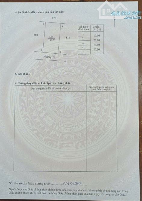 Bán 200m2 thổ cư (ngang 10 dài 20m) KP4,Hắc Dịch - 2