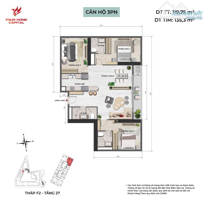 Biệt Thử Trên Không - Sun Feliza Suites - Cầu Giấy - Căn Hộ 3 Ngủ - Đẳng Cấp 6 sao - 2