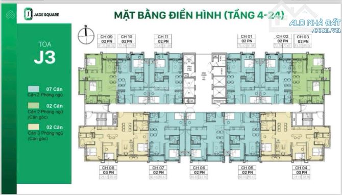 Bán suất ngoại giao căn chung cư 2PN 2VS , Giá tốt nhất thị trường, Dự án Jade Square - 2