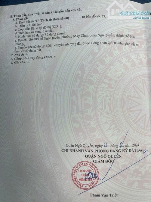 Bán lô đất 66m2 mặt Đường Nối Cầu Hoàng Gia - Vin Vũ Yên - Vị trí: Đường 30m mương cầu tre - 2