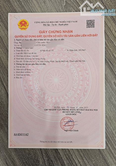 💥💥Cần bán lô đất tại tổ 2 , Quang Minh, Mê Linh, Hà Nội. Giá 5x triệu/m2💥 ============= - 3