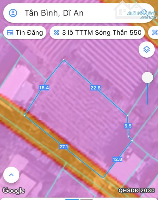 BÁN LÔ ĐẤT SIÊU RỘNG MẶT TIỀN ĐƯỜNG: TÂN BÌNH, DĨ AN, Ngang 27m, 13 tr/m2 - 4