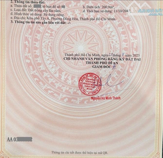 Bán đất gần đường Võ Thị Sáu P.Đông Hòa Tp.Dĩ An chỉ 6 tỷ TL M7421 - 4