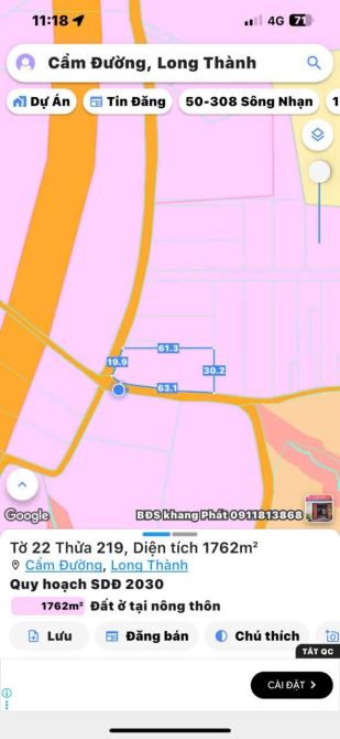 Cực hiếm – Lô đất 1.762m² 2 mặt tiền xã Cẩm Đường, cách sân bay Long Thành chỉ 2,5km - 5