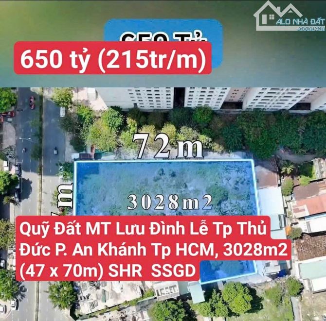 Quỹ Đất Mặt Tiền Lưu Đình Lễ, Tp Thủ Đức P. An Khánh Tp HCM