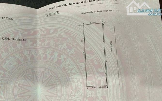 Bán nhà mặt phố Cát Dài , Lê Chân , DT 83m ngang 5,1m vuông đẹp