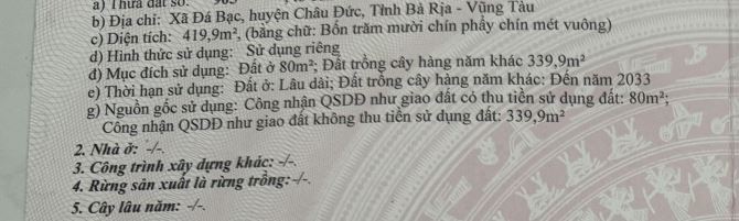 Bán đất mặt tiền QL 30m ở xã Đá Bạc, Bà Rịa- Vũng Tàu ( nay là xã Nghĩa Thành, Hồ Chí Minh