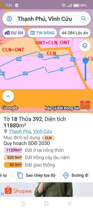 Bán đất 11.880m² Thạnh Phú – Vĩnh Cửu, đường nhựa 6m, giá chỉ 2.25 tỷ/sào, sổ riêng
