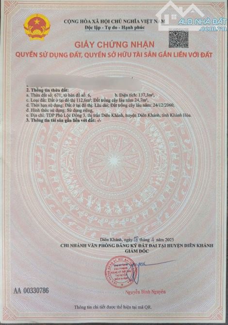 Bán lô đất đường ô tô thông thoáng cách đường Đồng Khởi -Diên khánh chỉ 200m •