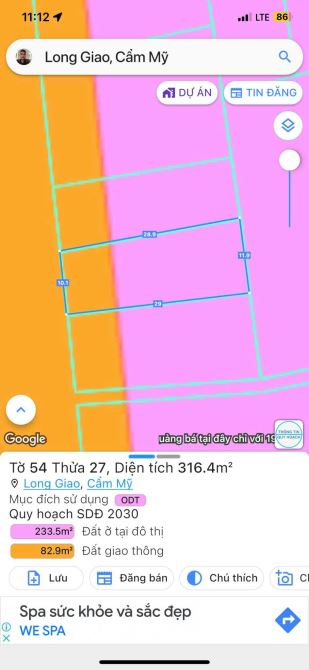 Cần bán lô đất MẶT TIỀN QUỐC LỘ 56 - Long Giao, Cẩm Mỹ- Đồng Nai