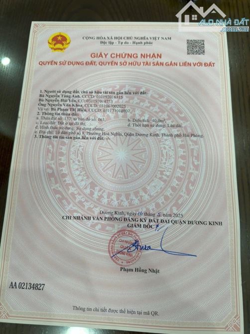 2 Lô sau 1 nhà mặt đường 402 Tư Thuỷ mặt đường TDP rộng 7m Giá 1 tỷ 1xx