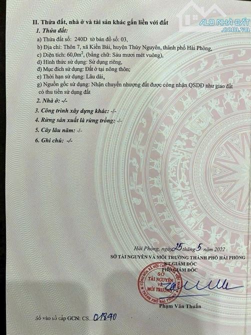 Bán nhà 2,5 tầng tại Kiền Bái- Thuỷ Nguyên trục liên thôn 60m giá 3,3x tỷ - 2