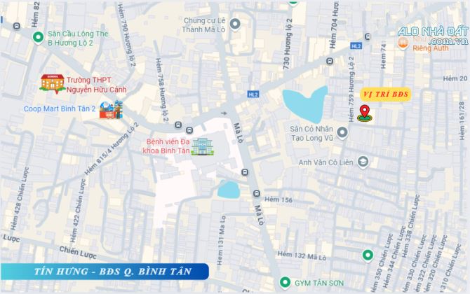 Bán nhà mới hẻm 759/ Hương Lộ 2, DT 4 x 13m, 2.5 tấm, 5.5 tỷ. - 2
