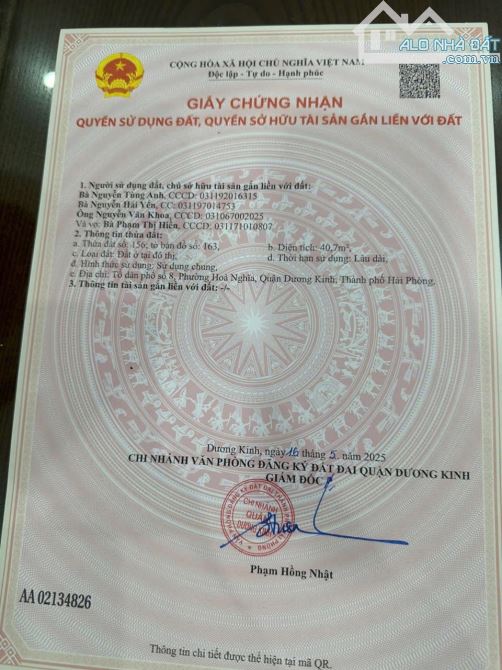 2 Lô sau 1 nhà mặt đường 402 Tư Thuỷ mặt đường TDP rộng 7m Giá 1 tỷ 1xx - 2