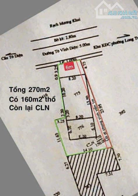 Bán đất 270 m2 thổ cư mặt tiền Tô Vĩnh Diện view sông - 3