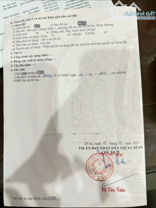 Bán đất gần Vincom 300m, MT đường số 3 KDC Toa Xe 1, p.Dĩ An, Tp.Dĩ An chỉ 4,3 tỷ TL M7431 - 3