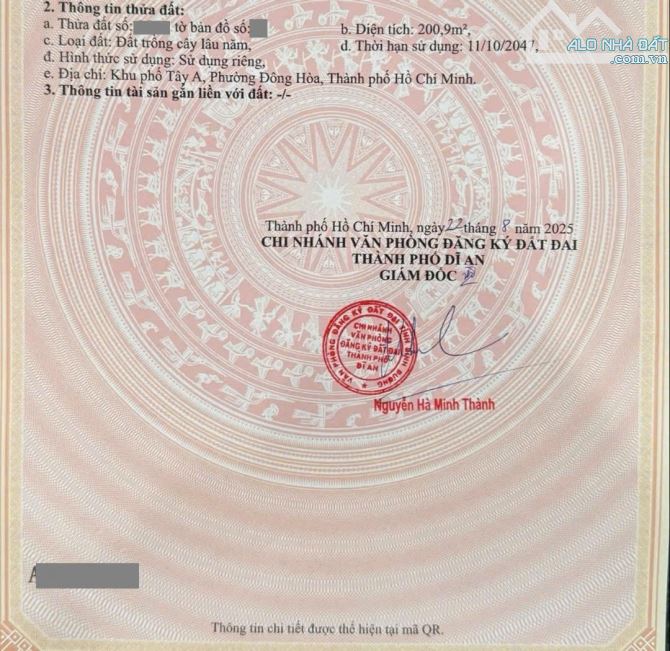 Đất gần BigC Go, phường Đông Hòa, TP Dĩ An. 6 tỷ - 4