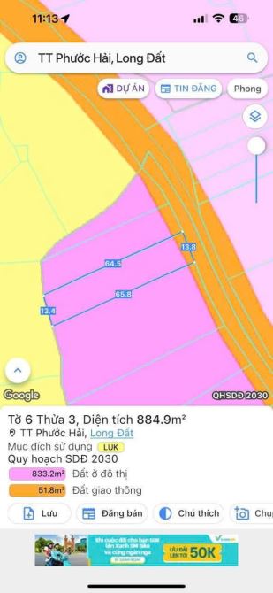 884m phươc hải có 400m thổ cư gần biển view cánh đồng lúa - 5
