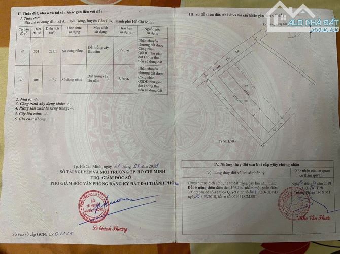 Bán đất DT 500m  có thổ cư 274m, + nhà yến, an Nghĩa xã An Thới Đông, cần giờ TP HCM,