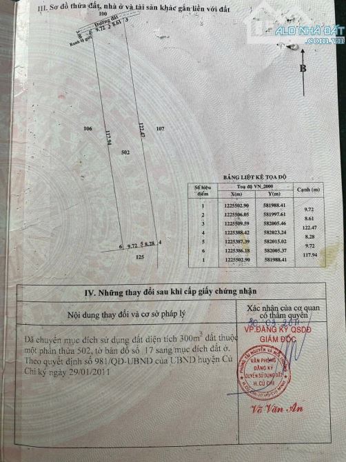 Cần bán đất mặt tiền đường nhựa 6m 1/ đường Tỉnh Lộ 7Xã An Nhơn Tây 2148m2 thổ cư 300m - 2
