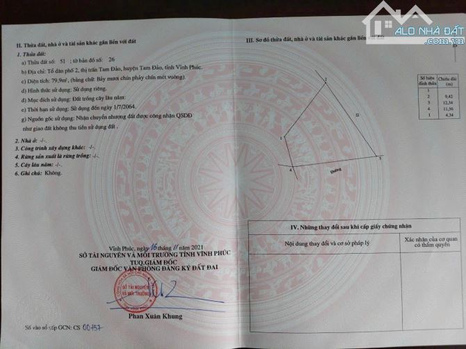 Bán Lô đất trung tâm TT. Tam Đảo khu nghỉ dưỡng sinh thái đẳng cấp 80m mt12m 3,05 tỷ sđcc - 3